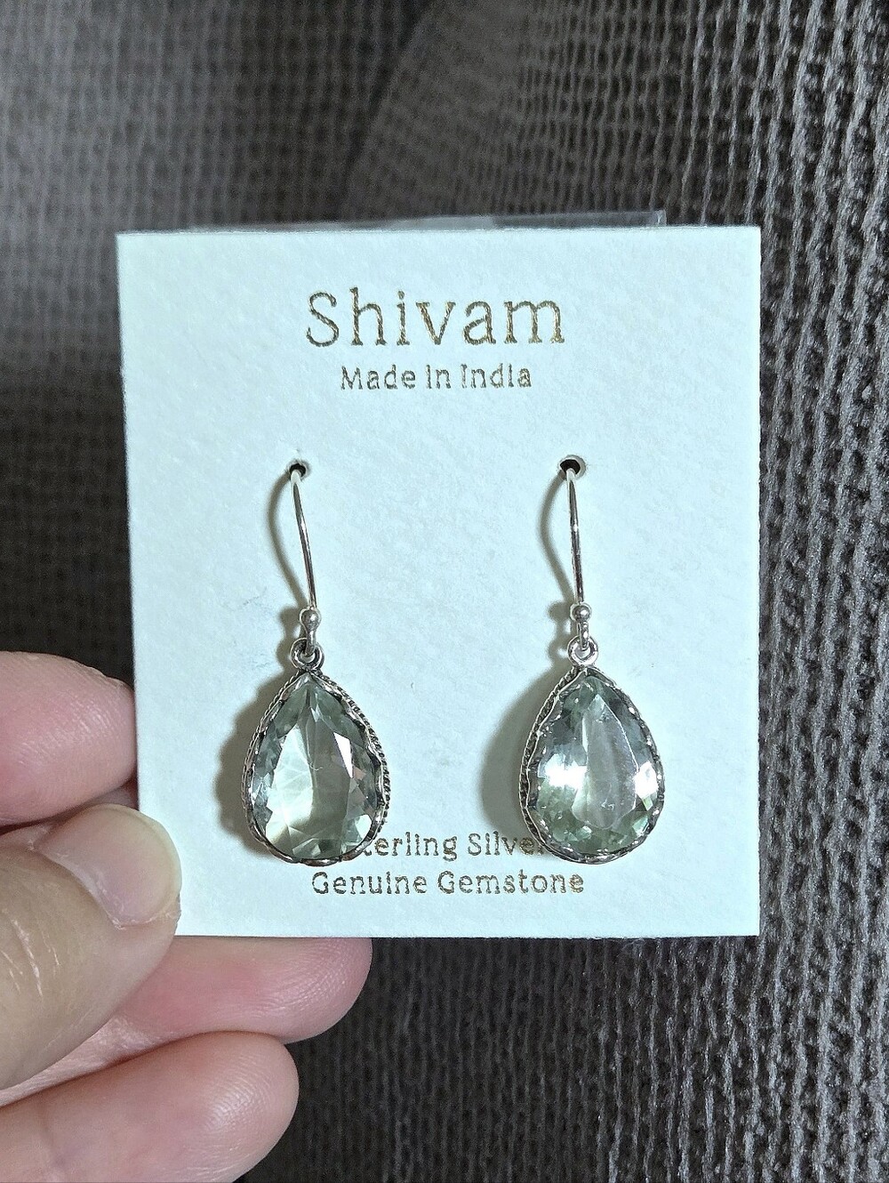 Shivam Green💚 Amethyst Teardrop💧Earrings - Picture 4 of 16